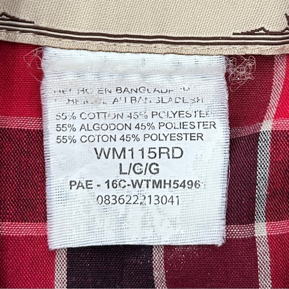 Wrangler Vintage Pearl Snap Red Plaid Short Sleeve Western Shirt Size Large - Picture 4 of 8